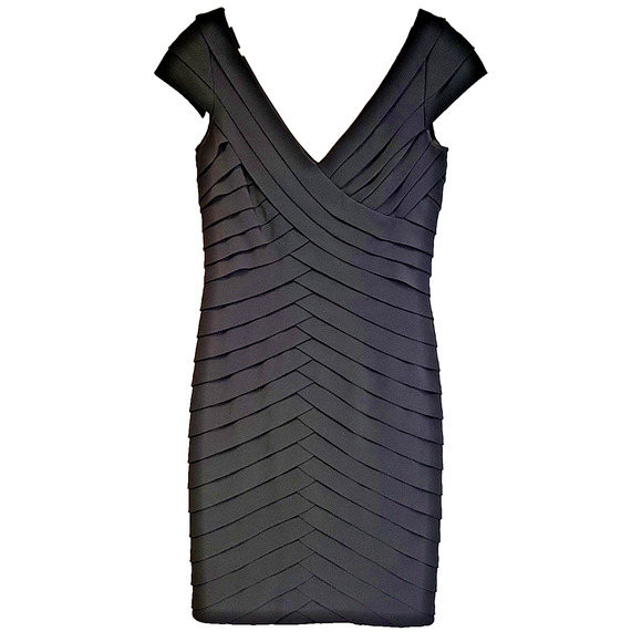 Carmen Marc Valvo Bandage Dress Little Black Dress LBD Cocktail Party Size 6 - Picture 1 of 11